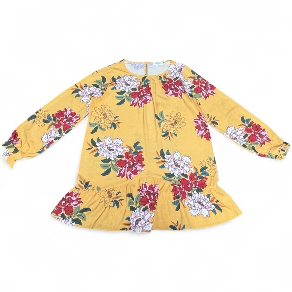 Umgee Boho Floral Tunic Top XL Romantic Long Sleeve Peasant Blouse Summer